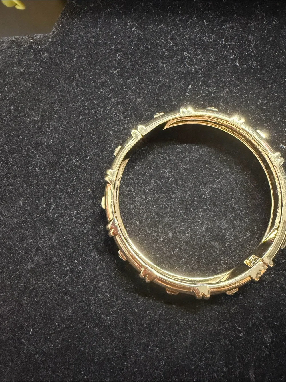 Gold Tone Hinged Bracelet with Crystal Accents - SZ 7